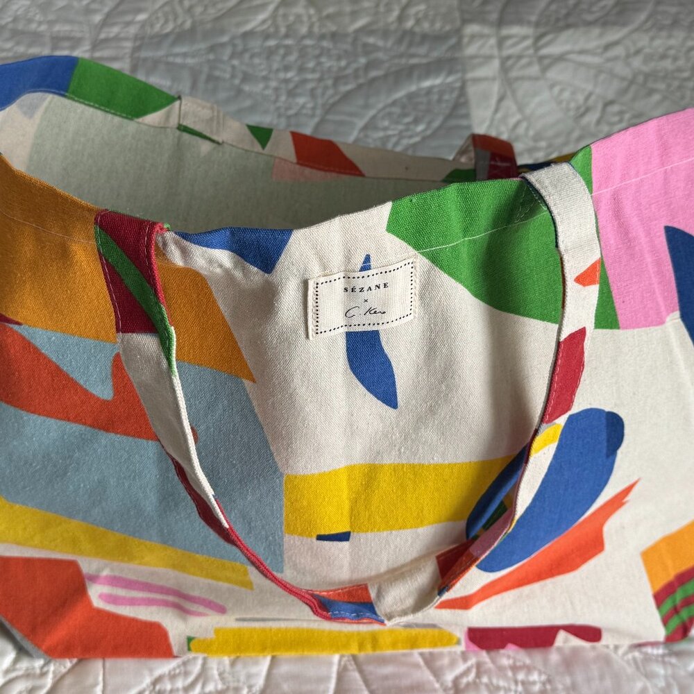 Sezane Cloth Tote Bag - Vibrant Artistic - NWOT
